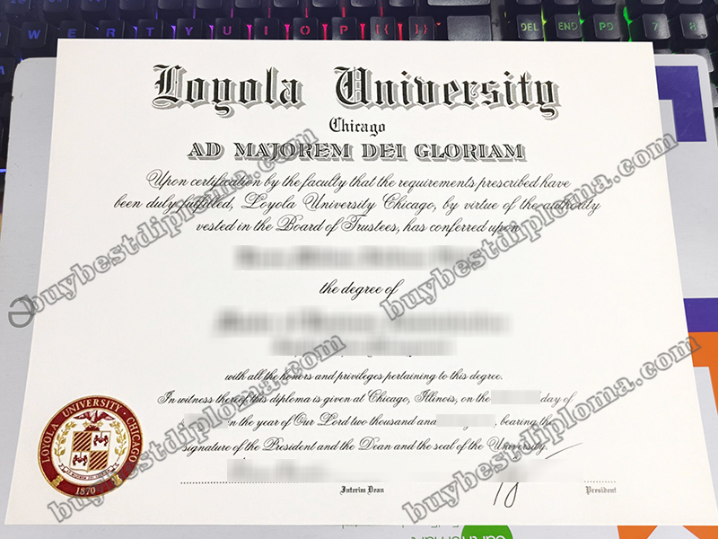 Loyola University Chicago diploma, Loyola University certificate,
