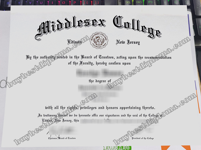 Middlesex College diploma, Middlesex College certificate,