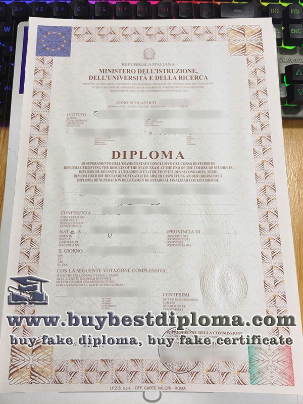 Ministero dell'Istruzione dell'Università e della Ricerca diploma, fake MIUR diploma, Italy high school diploma,