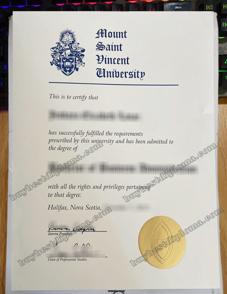 Mount Saint Vincent University diploma, MSVU degree certificate,