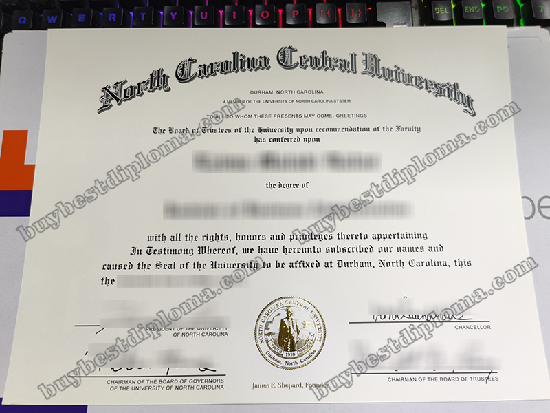 North Carolina Central University diploma, North Carolina Central University certificate,