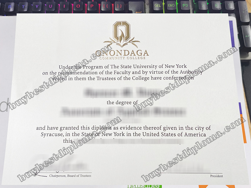 Onondaga Community College diploma, Onondaga Community College certificate,