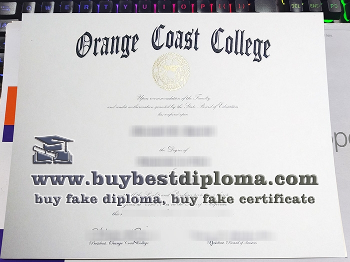 Orange Coast College diploma, Orange Coast College certificate,