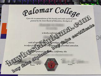 Palomar College diploma, Palomar College certificate,