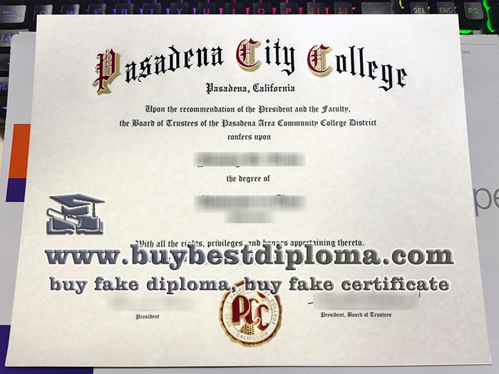 Pasadena City College diploma, Pasadena City College certificate,