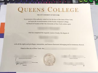 CUNY Queens College diploma, Queens College degree certificate,