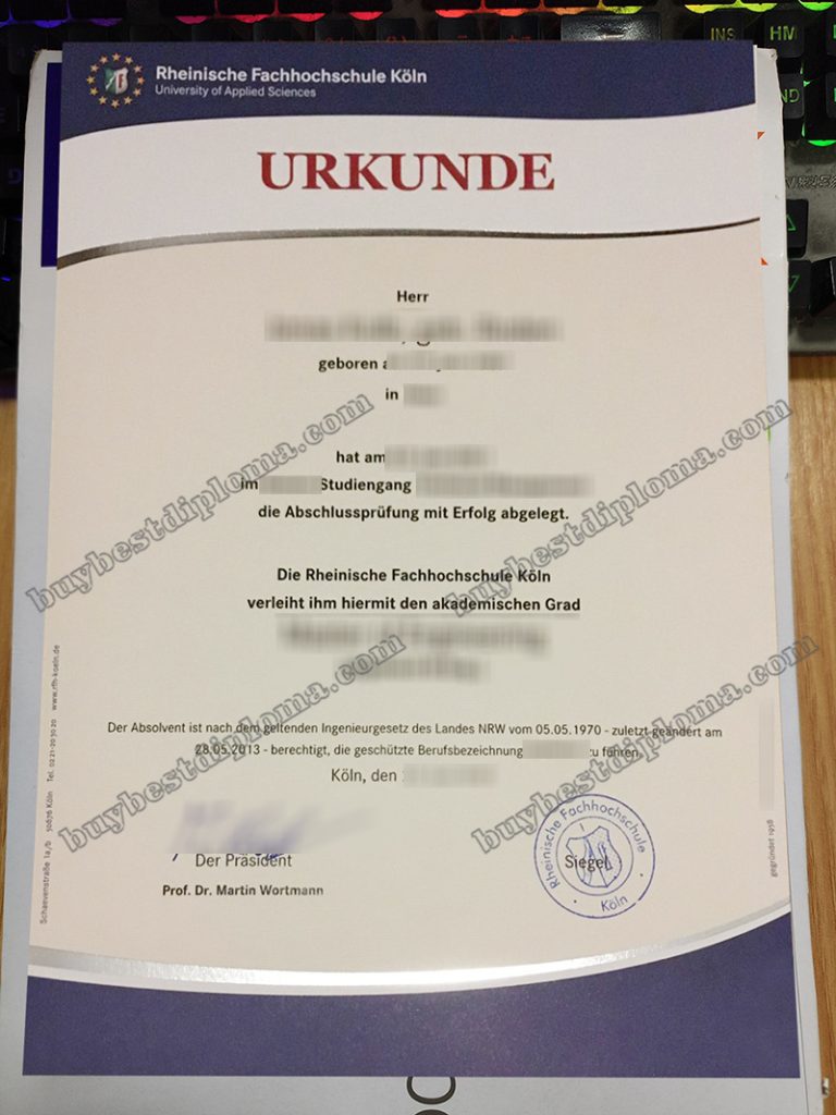 Rheinische Fachhochschule Köln urkunde, RFH Köln diploma,