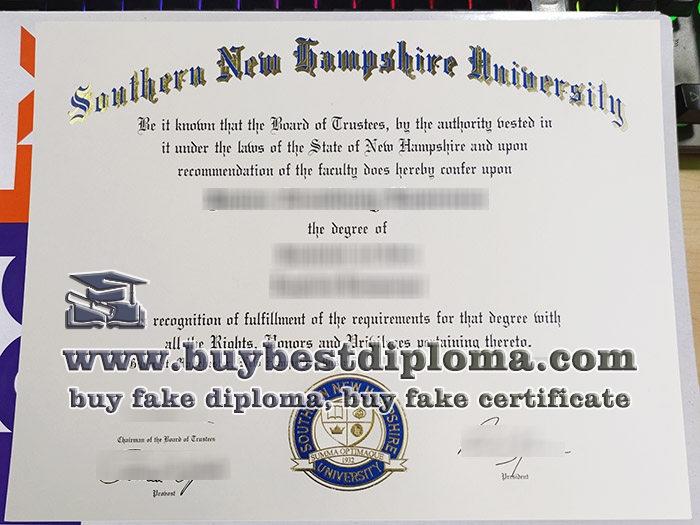 Southern New Hampshire University diploma, fake SNHU degree certificate,