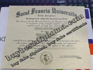 Saint Francis University diploma, Saint Francis University certificate,