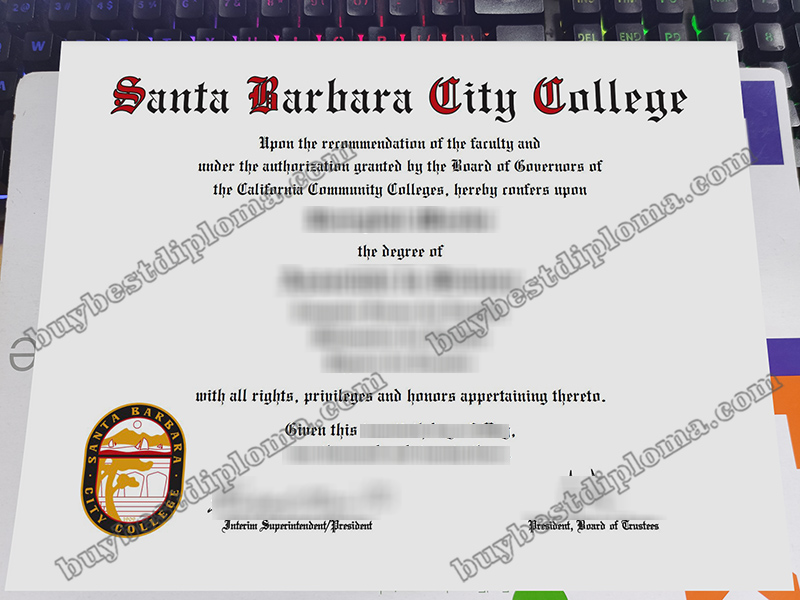 Santa Barbara City College diploma, Santa Barbara City College certificate,