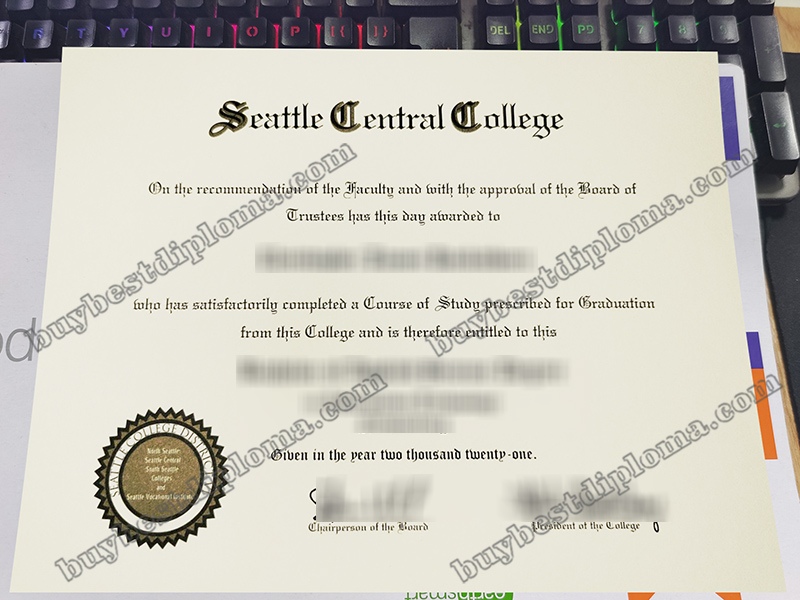 Seattle Central College diploma, Seattle Central College certificate,
