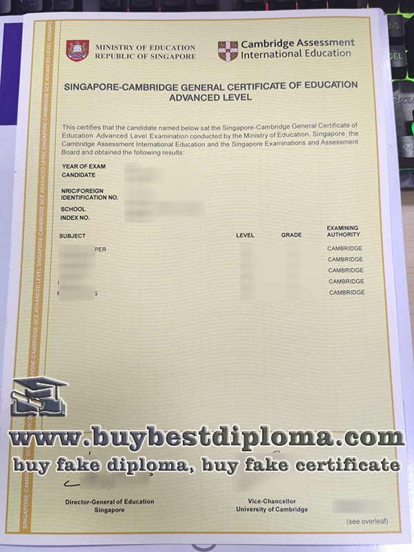 Singapore-Cambridge GCE certificate, Singapore-Cambridge A Level certificate,