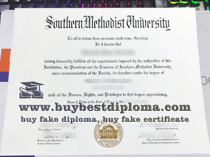 Southern Methodist University diploma, Southern Methodist University degree,