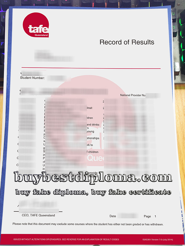 TAFE QLD transcript, TAFE Queensland record of results,