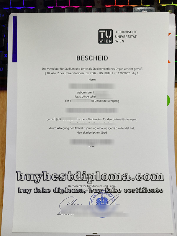 TU Wien diploma, Technische Universität Wien bescheid,