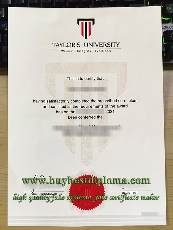 Taylor's University diploma, Taylor's University degree, Taylor's University certificate, 泰勒大学毕业证,
