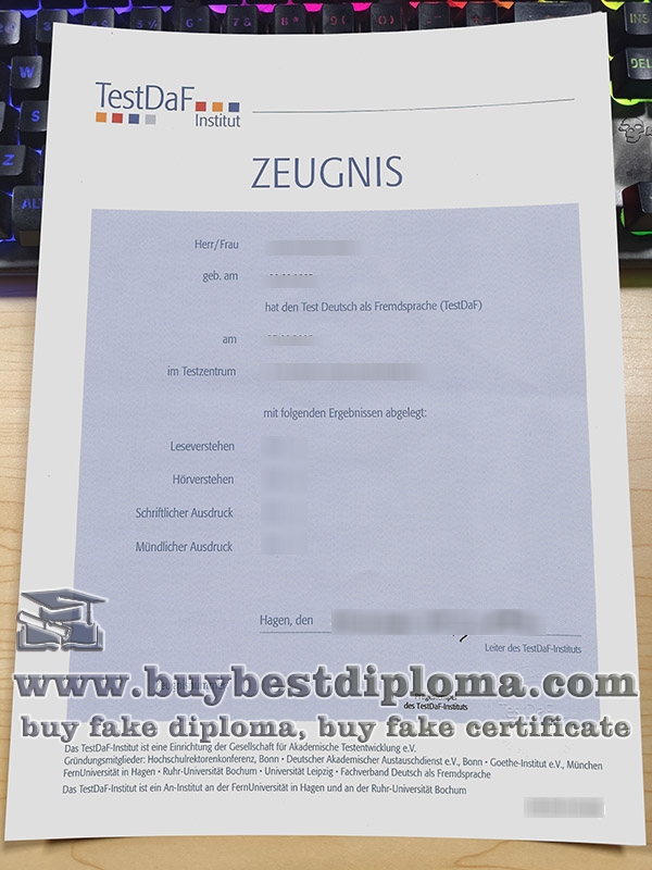 TestDaF zeugnis, fake TestDaF certificate, 