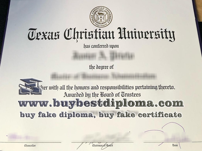 Texas Christian University diploma, Texas Christian University degree,