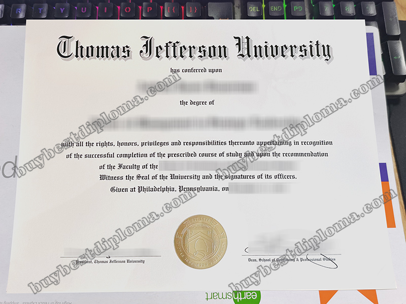 Thomas Jefferson University diploma, Thomas Jefferson University certificate,