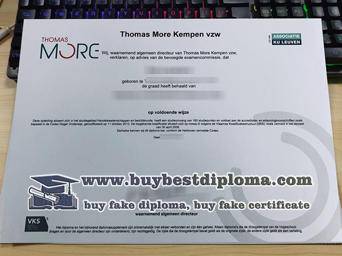 fake Thomas More Hogeschool diploma,