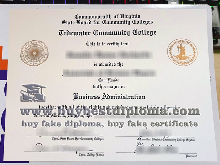 Tidewater Community College diploma, fake Tidewater Community College certificate,
