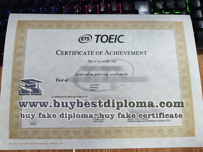 TOEIC certificate, TOEIC exam result,