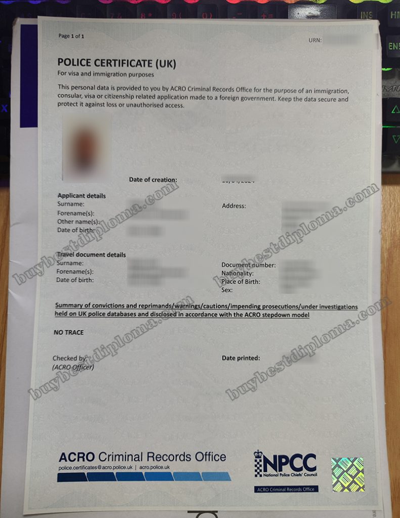UK Police Certificate, UK criminal record,
