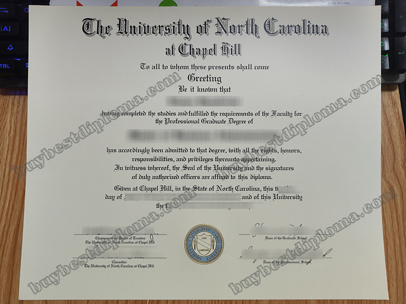 University of North Carolina at Chapel Hill certificate, UNC Chapel Hill diploma,