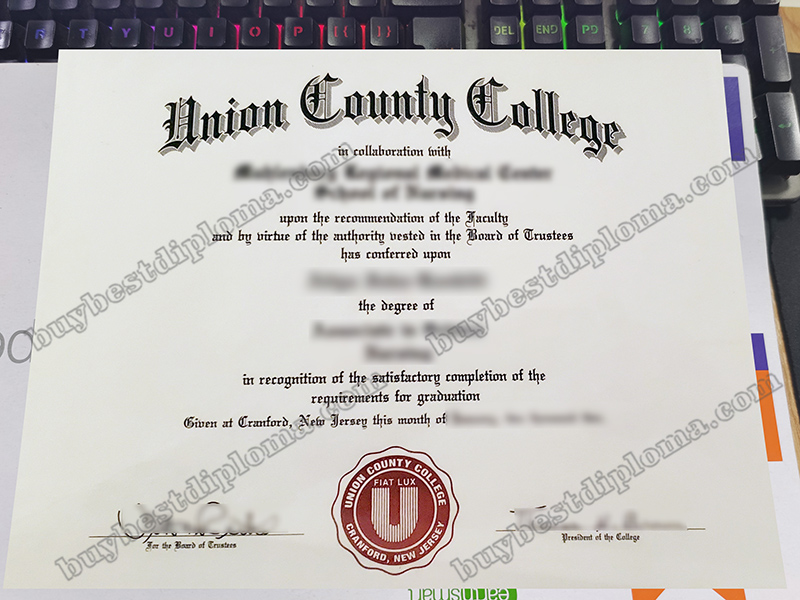 Union County College diploma, Union County College certificate,