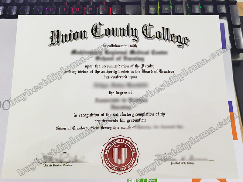 Union County College diploma, Union County College certificate,