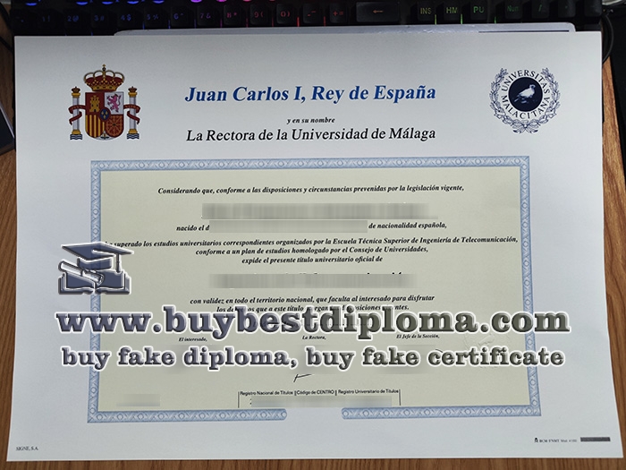 University of Málaga diploma, University of Málaga certificate,