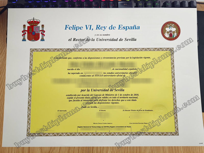 Universidad de Sevilla título, University of Seville diploma,