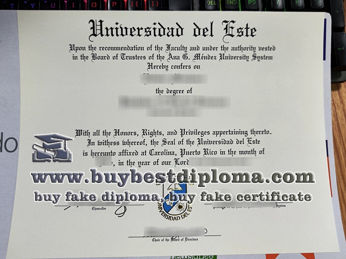 Universidad Del Este diploma, Universidad Del Este certificate,