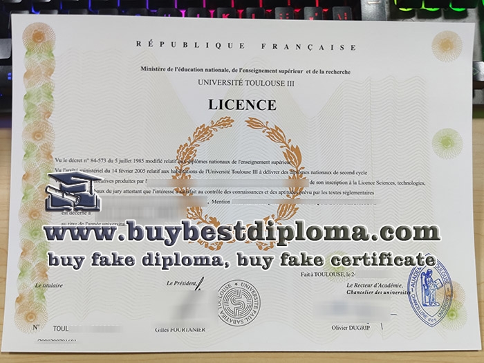 Université Toulouse III diplome, fake Toulouse III certificate,