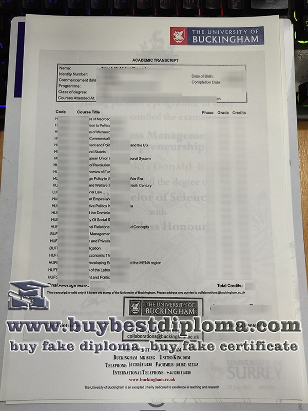 University Of Buckingham Transcript, University Of Buckingham Certificate,