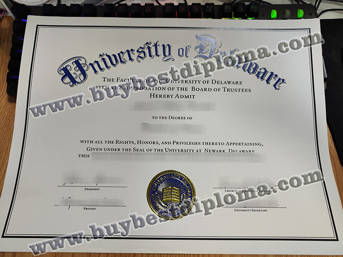 University of Delaware diploma, University of Delaware certificate,