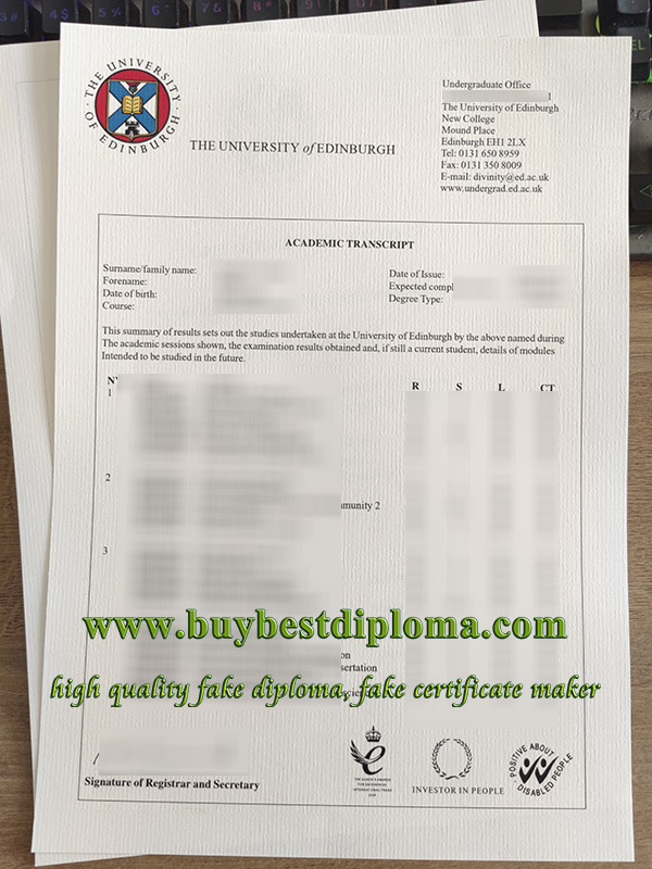 University of Edinburgh transcript, University of Edinburgh certificate, University of Edinburgh diploma, 爱丁堡大学成绩单,