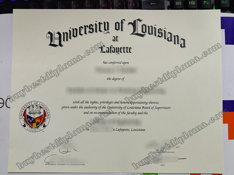 University of Louisiana at Lafayette diploma, University of Louisiana certificate,