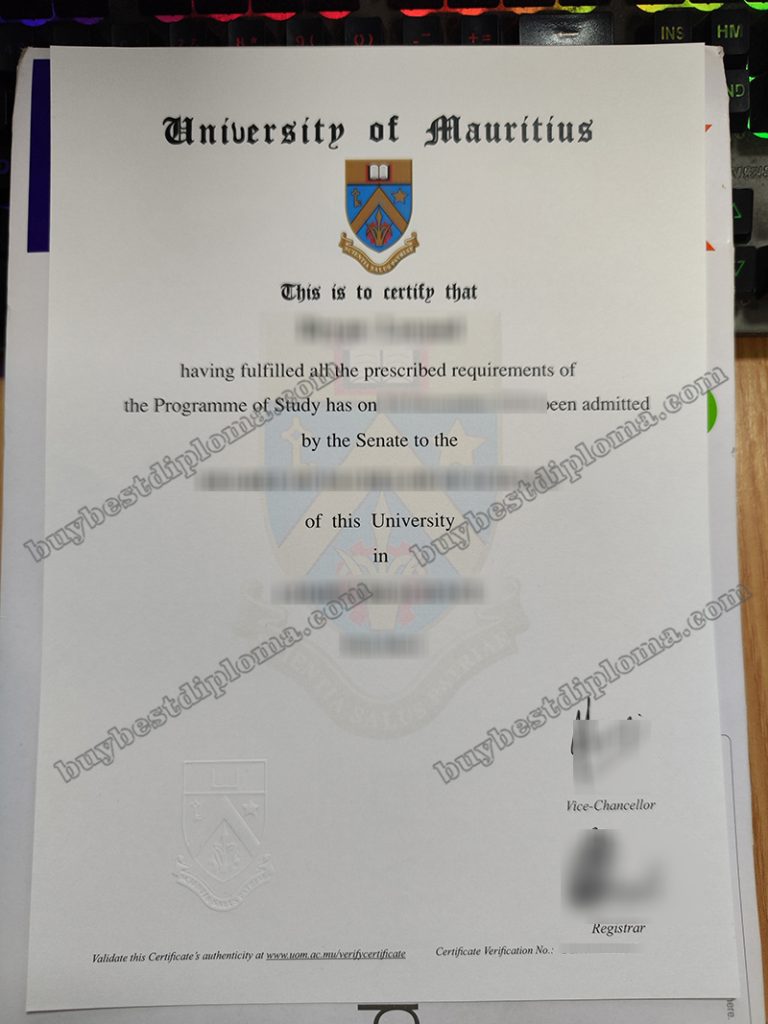 University of Mauritius degree, University of Mauritius diploma,