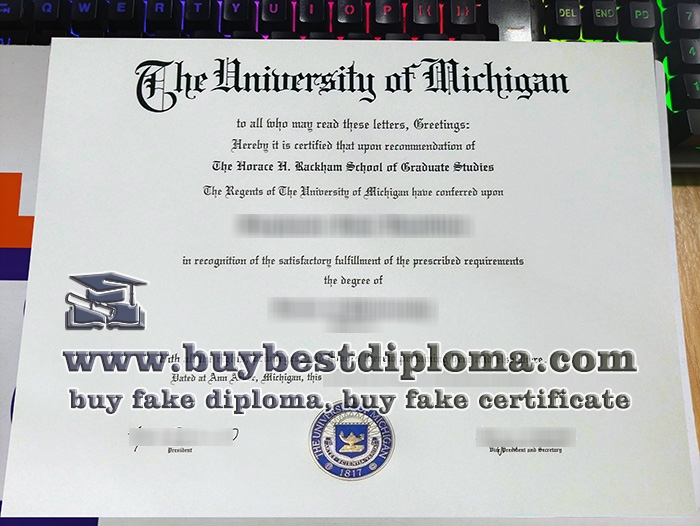 University of Michigan diploma, University of Michigan certificate,