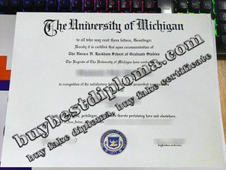 University of Michigan diploma, University of Michigan certificate,