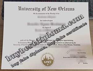 University of New Orleans diploma, University of New Orleans certificate,