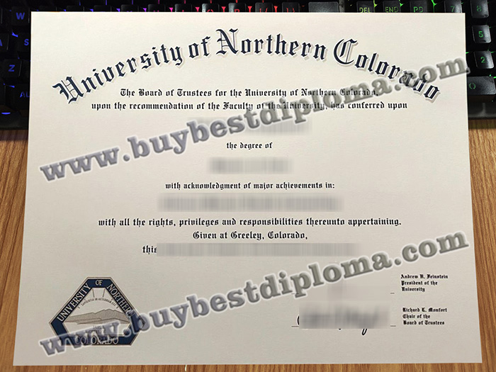 University of Northern Colorado diploma, University of Northern Colorado certificate,