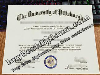 University of Pittsburgh diploma, University of Pittsburgh certificate,