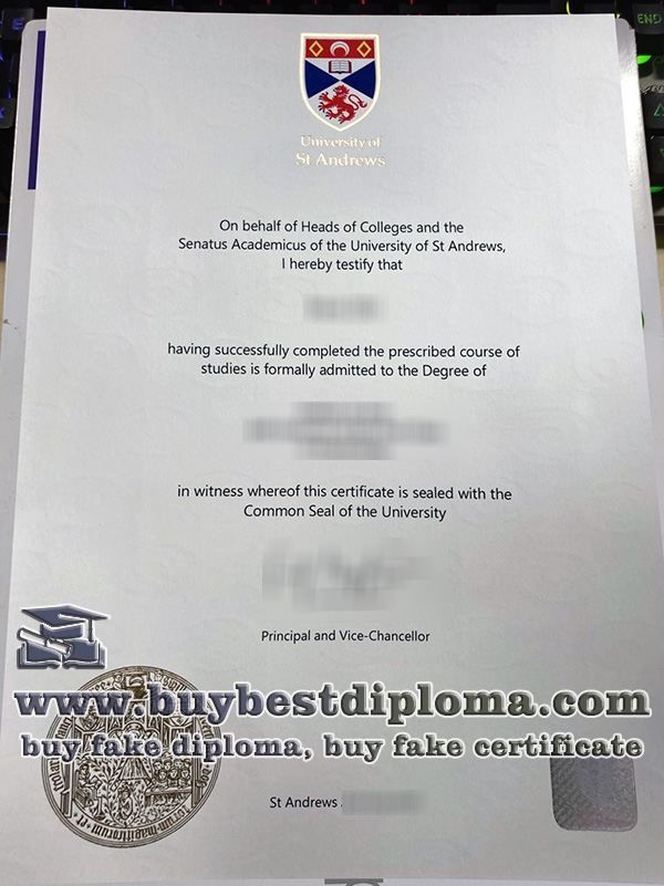 University of St Andrews degree, University of St Andrews certificate,