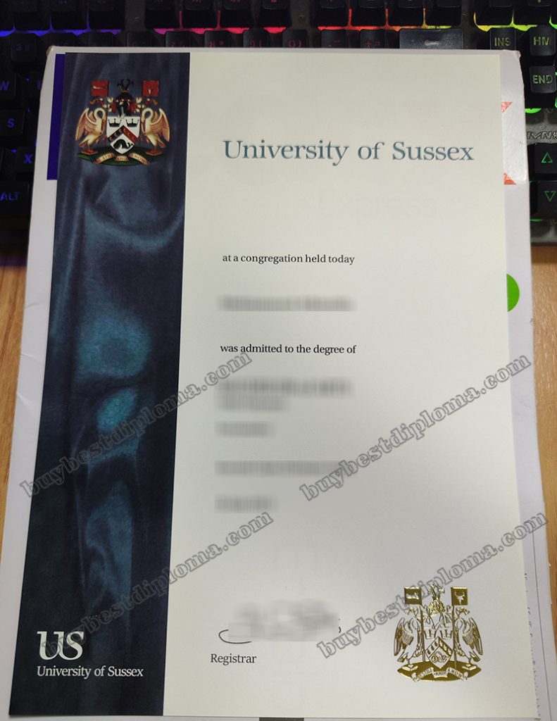 University of Sussex degree certificate