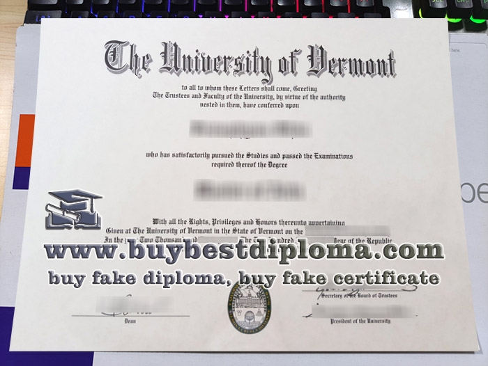 University of Vermont diploma, University of Vermont degree,