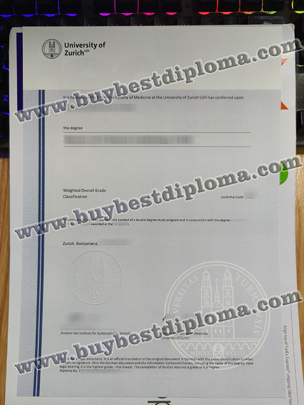 Universität Zürich urkunde, University of Zurich diploma,