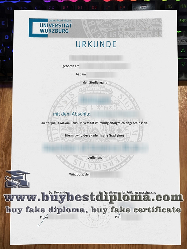 Universität Würzburg urkunde, Universität Würzburg certificate,