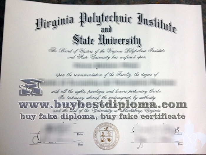 Virginia Tech diploma, Virginia Polytechnic Institute degree certificate,